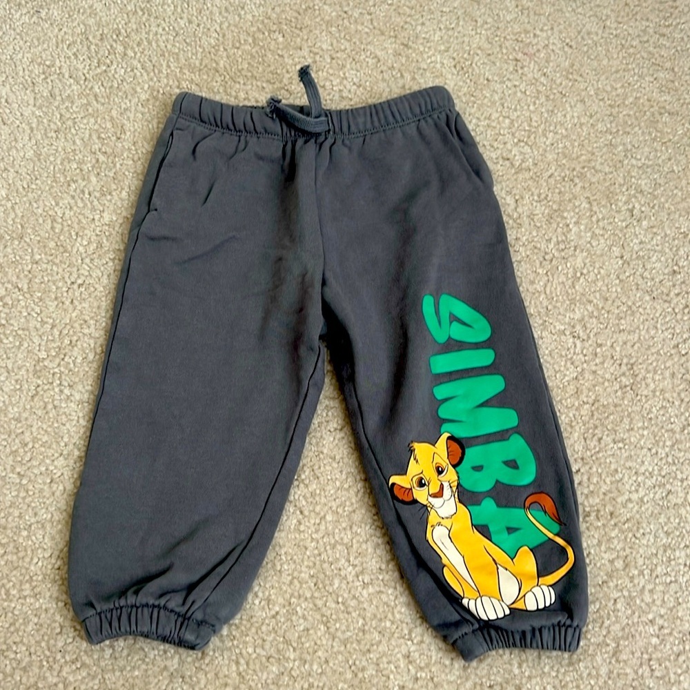 Disney Lion King Simba Jogger Sweatpants Gray Cartoon‎ Character 18 months